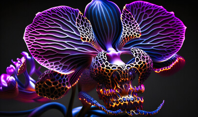 A close-up of a purple orchid, its intricate pattern and delicate beauty captured in the shot