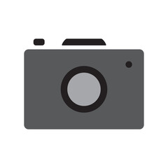 Digital Camera Flat Design Icon.