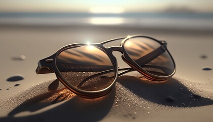 Fototapeta na wymiar sunglasses on the beach with Generative AI