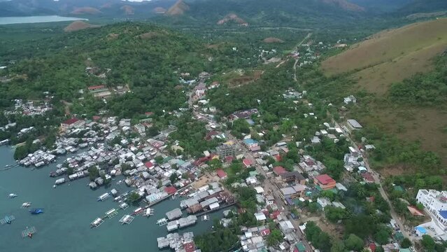 Mount Tapyas and Coron Cityscape in Background. Palawan, Philippines. Local Architecure in Background