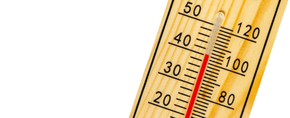 isolated thermometer with high temperature in summer heat