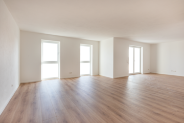 Empty room in residential home with open windows