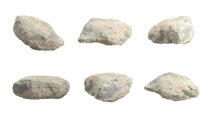 Fototapeta na wymiar Realistic natural motar stone shapes transparency backgrounds 3d render png