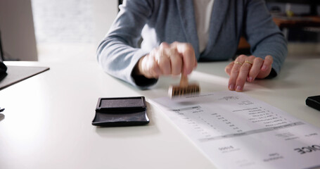 Trademark Protection Rubber Stamp On Paper