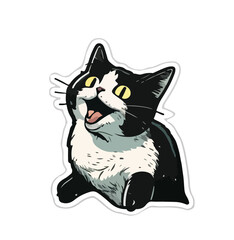 Cartoon smiling kitten on a white background. Vector illustration