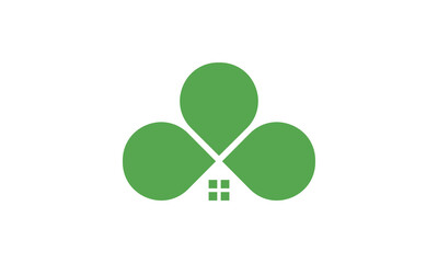 leaf clover, mortgage , leaf, 4 leaf, green, logo, icon, symbol, design, sign, house, resendential, real estate, construction, home, roof, natural