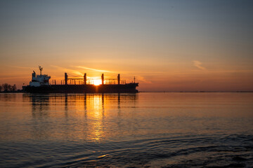 ship in the sunset 