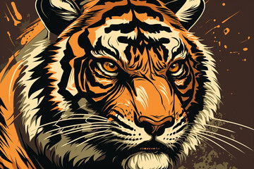 Captivating and Powerful Majestic Tiger Illustration for Wildlife Enthusiasts and Nature Lovers, generative ai art