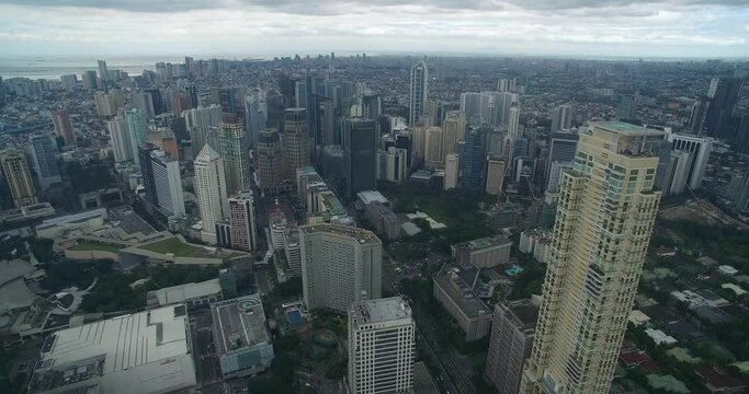 Makati City in Philippines. Cityscape Skyline and Skyscrapers in Background. Manila Business District