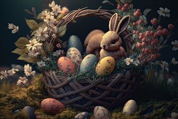 Easter decorative art eggs bunny 