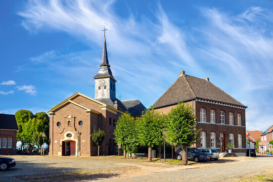 Church, registration and registry office in the old town of Stevensweert-Limburg, Netherlands