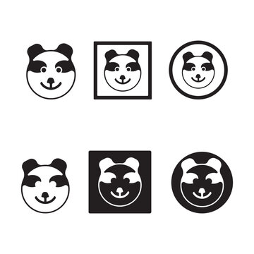 Cute panda face and  head vector icon or logo design