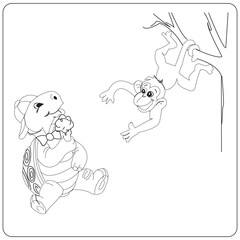 Coloring book for kids, funny animals coloring book for kids