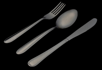 Silverware over black background 