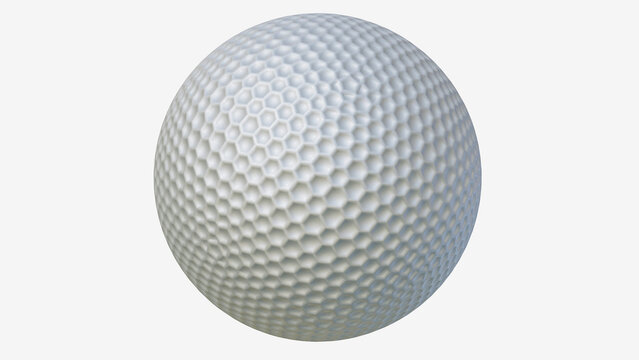 white golf ball on a white background. 3d render illustration