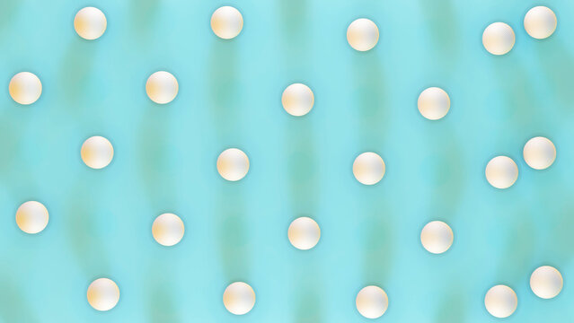 background of white golf balls on a turquoise background. 3d render illustration
