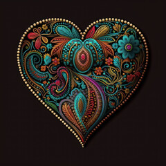 Embroidery, heart, Valentine, GENERATIVE AI