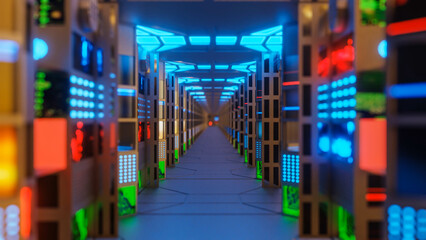 spaceship tunnel background. futuristic technological corridor. 3d render illustration