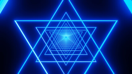 background luminous corridor from blue lines. 3d render illustration