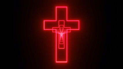 background glowing corridor of crosses on a black background. 3d render illustration