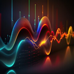Colorful audio waveform 3d models abstract