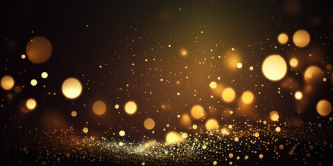 Obraz na płótnie Canvas gold abstract blurred boheh lights background. Festive glitter sparkle background. Generative ai