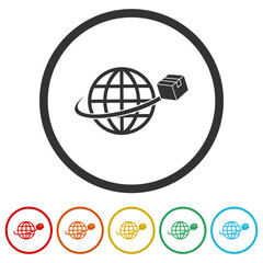 World Wide Delivery icons in color circle buttons