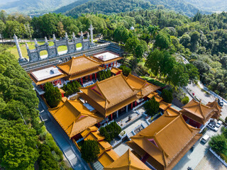 Top view of Sun Moon Lake Wen Wu Temple in Taiwan