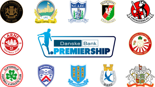 Danske Bank Premiership, NIFL Premiership 2022-2023. Newry City, Ballymena United, Carrick Rangers, Cliftonville, Coleraine, Crusaders, Dungannon, Glenavon, etc. Kyiv, Ukr - Feb 25, 2023