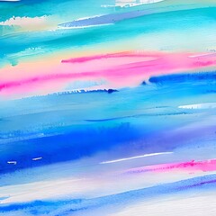 Illustration of watercolor texture in blue and pink colors. Generative ai