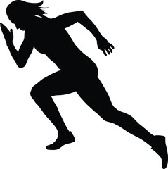 start sprint girl athlete runner black silhouette