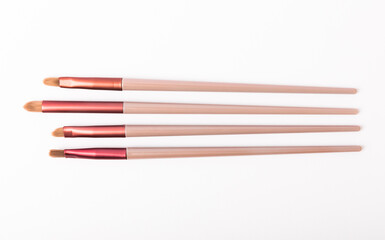 Cosmetic makeup brush isolated on white background. Professional makeup brush set.