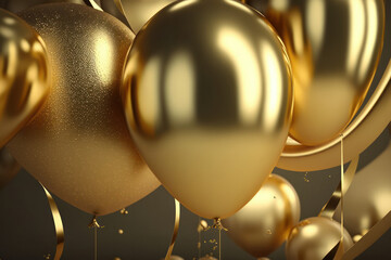 festive background with golden and white balloons.generative AI