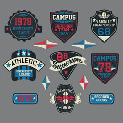 Patch graphics ,Varsity sports emblem.vector