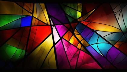 Fototapeta premium abstract background in the form of a stained glass window, generated by AI. 