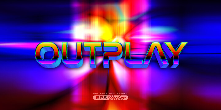 Retro editable text effect style outplay futuristic 80s vibrant theme with experimental background, ideal for poster, flyer, social media post with give them the rad 1980s touch