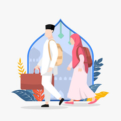 Eid homecoming flat illustration