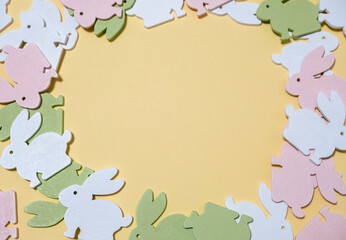 Template for design from Easter bunnies with copy space