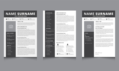 Professional Resume Layout and Curriculum Vitae Layout with Dark Accents