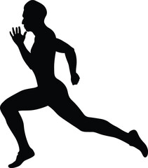 black silhouette male runner athlete running sprint