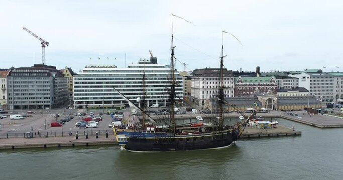 Old Swedish Sailing Ship Gotheborg in Helsinki, Finland.