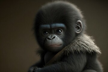 baby gorilla jacket thinking created with Generative AI technology