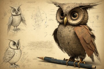 diagrammatic drawing owl custom created with Generative AI technology