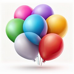 Colorful balloons isolated on white background. Party concept. Generative AI