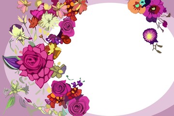 Hintergrund mit Rosen und Blumen copy space