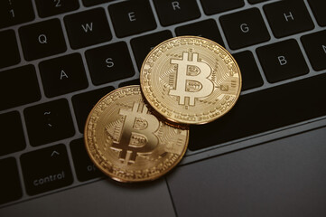 moneta bitcoin - obrazy, fototapety, plakaty