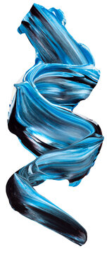 Blue and black Abstract Paint Stroke Fluid Liquid isolate