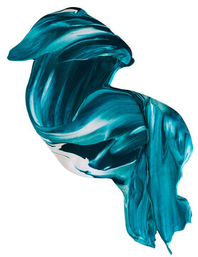 Turquoise Cyan Blue and black Abstract Paint Stroke Fluid Liquid isolate