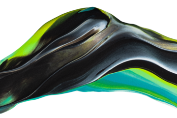 Green Black Cyan Abstract Paint Stroke Fluid Liquid isolate Neon 