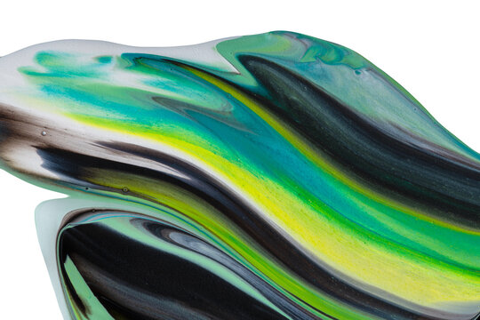 Green Black Cyan Abstract Paint Stroke Fluid Liquid isolate Neon 